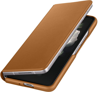 Samsung Leather Flip Cover Galaxy Z Fold3 Camel - Essentify
