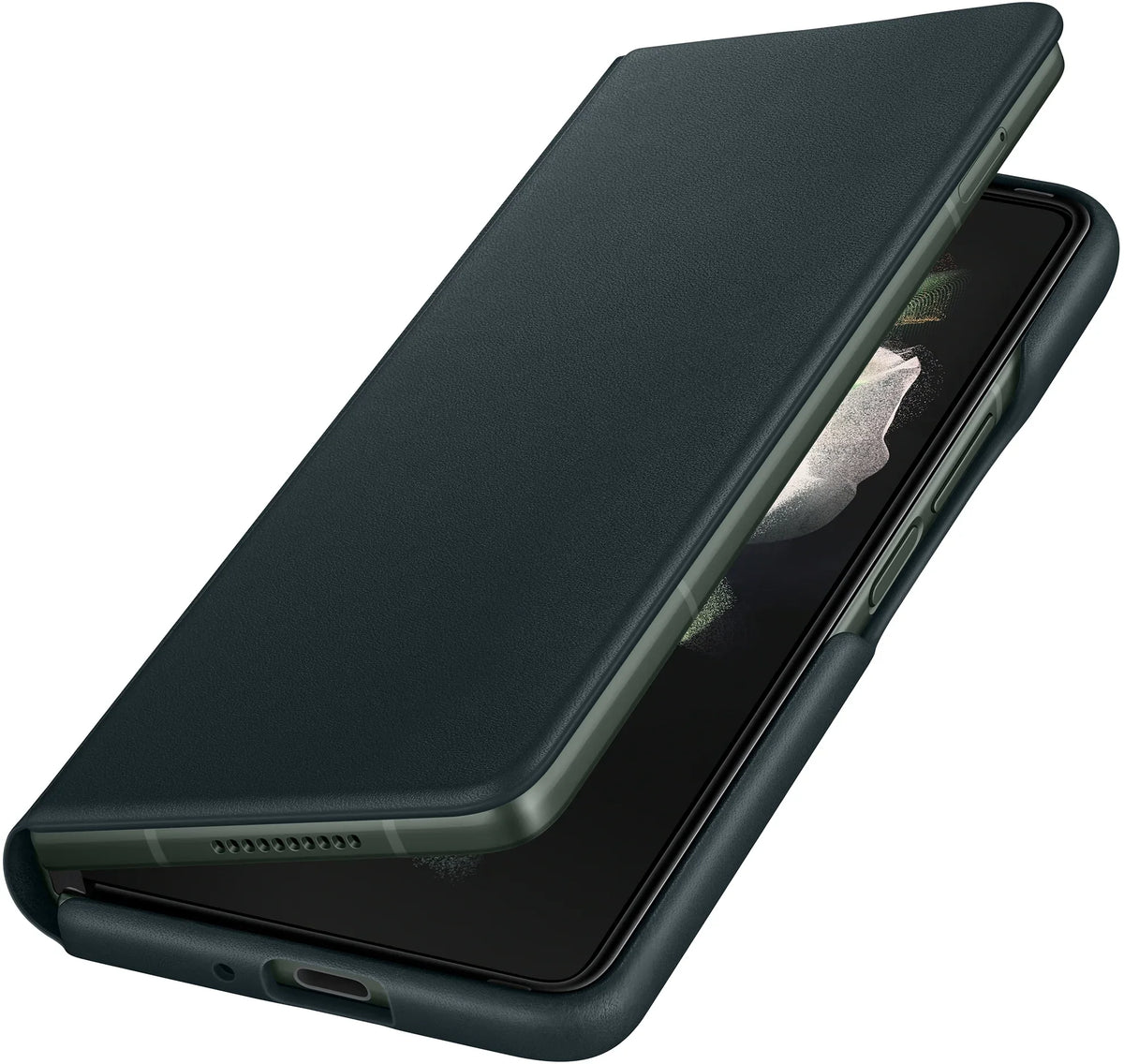Samsung Leather Flip Cover Galaxy Z Fold3 Green - Essentify