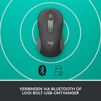 Logitech Signature M650 for Business | Draadloze Muis | Rechtshandig | RF + Bluetooth | 4000 DPI | Grafiet