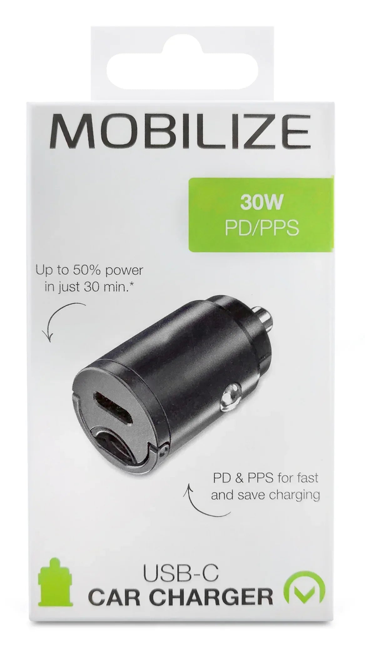 Mobilize Car Charger Usb-C 30W With Pd/Pps Black - Essentify