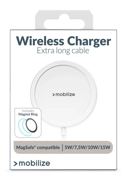 Mobilize Magnetic Wireless Charger Magsafe Compatible 15W White Aluminium - Essentify