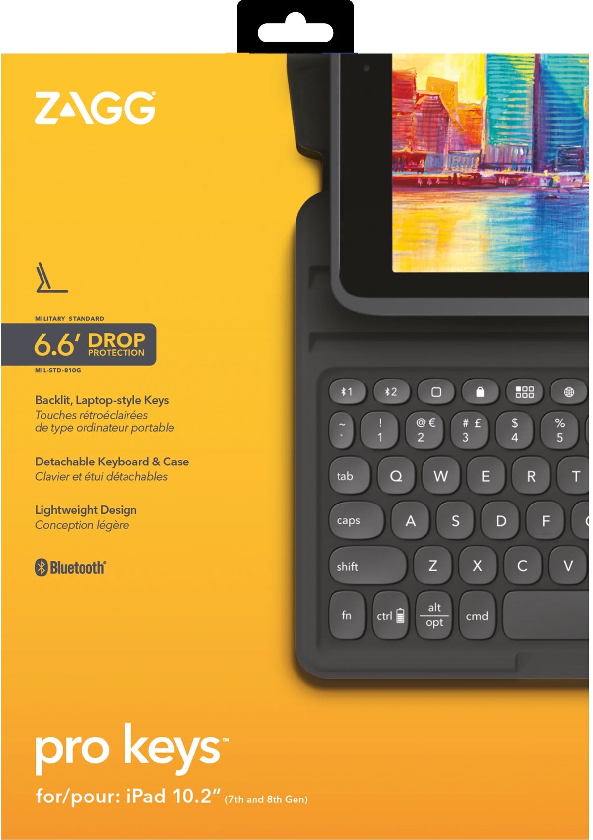 Zagg Pro Keys Bluetooth Keyboard Case For Apple Ipad 10.2 (2019/2020/2021) Azerty Black - Essentify