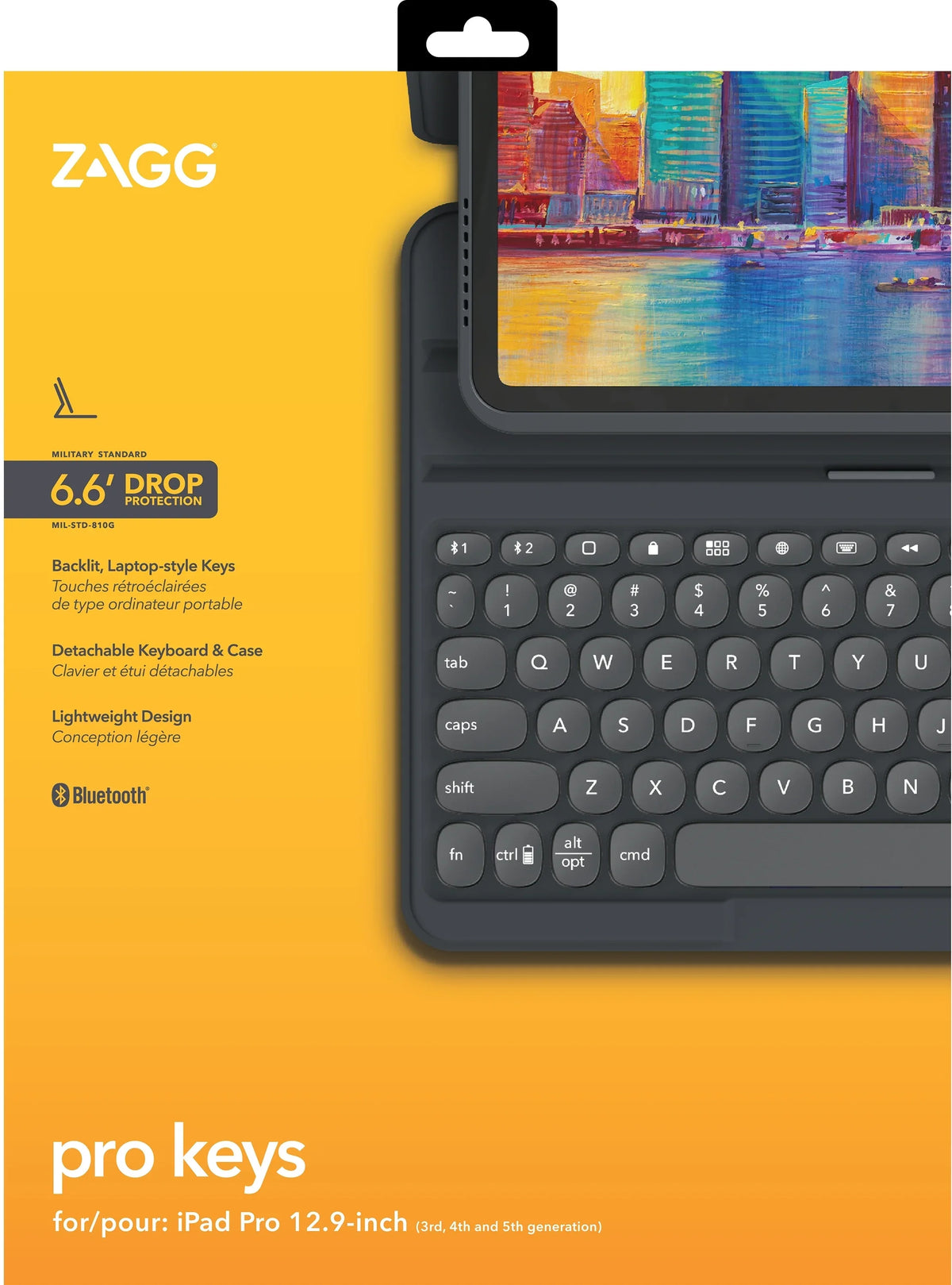 Zagg Pro Keys Bluetooth Keyboard Case For Apple Ipad Pro 12.9 (2018/2020/2021) Azerty Black - Essentify