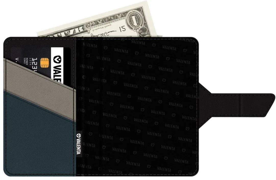 Valenta Card Case Plus Wallet Snap 2-In-1 Black - Essentify