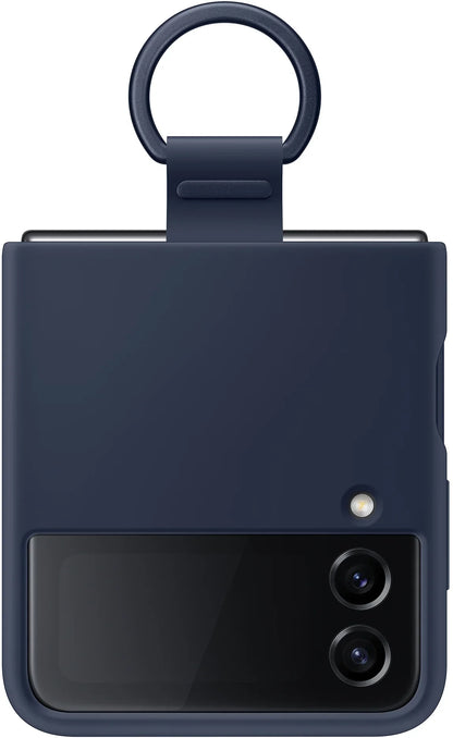 Samsung Silicone Cover With Ring Galaxy Z Flip4 Navy - Essentify