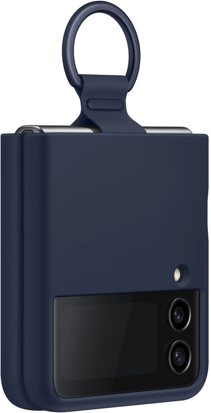 Samsung Silicone Cover With Ring Galaxy Z Flip4 Navy - Essentify