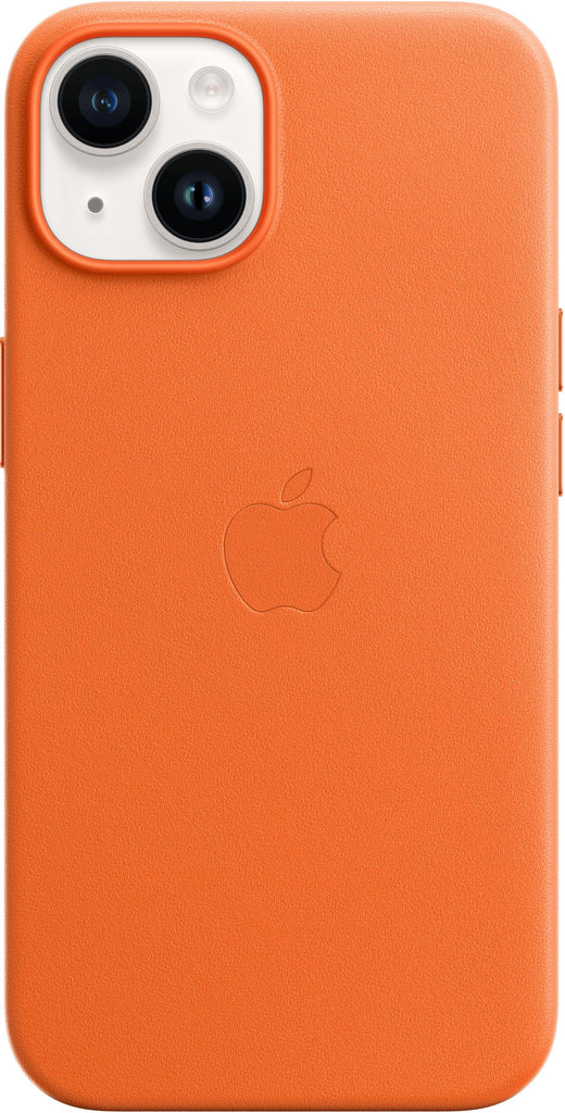 Apple Leather Case With Magsafe Iphone 14 Orange - Essentify