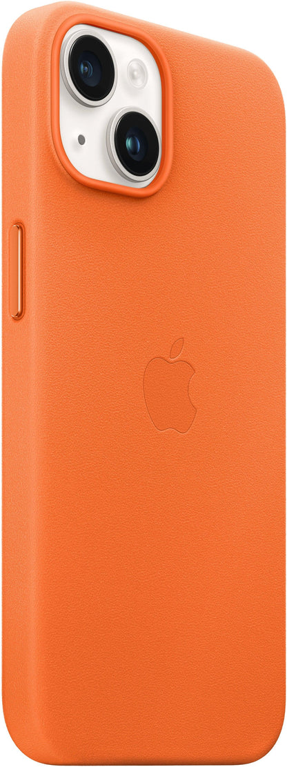 Apple Leather Case With Magsafe Iphone 14 Orange - Essentify