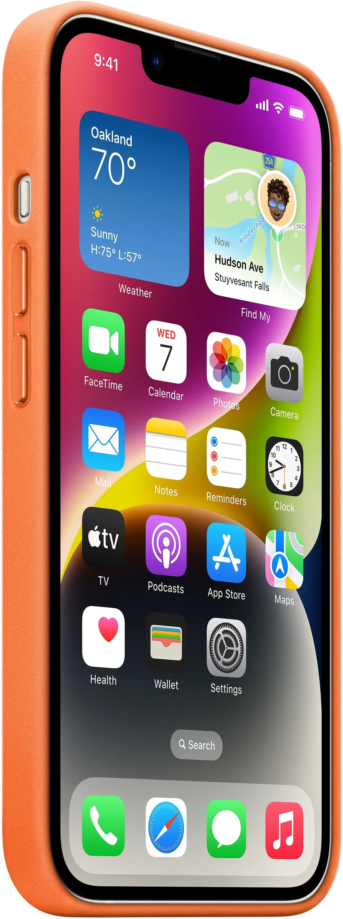 Apple Leather Case With Magsafe Iphone 14 Orange - Essentify