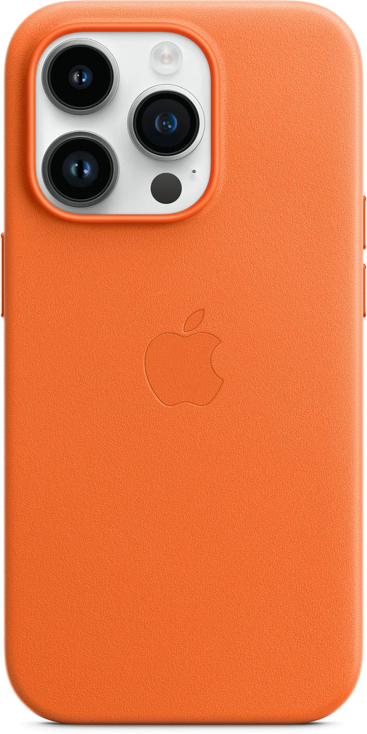 Apple Leather Case With Magsafe Iphone 14 Pro Max Orange - Essentify
