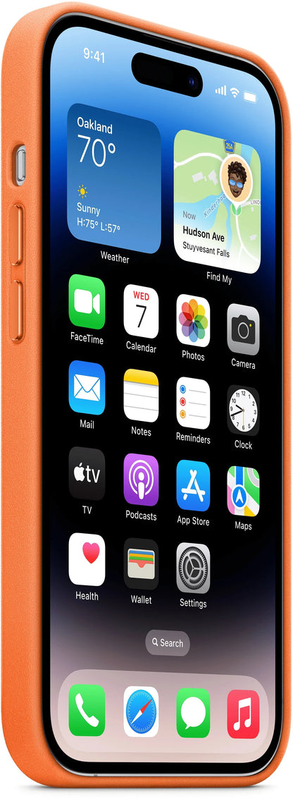 Apple Leather Case With Magsafe Iphone 14 Pro Max Orange - Essentify