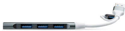Xccess Usb-C Multi-Hub To 4 Usb Grey - Essentify