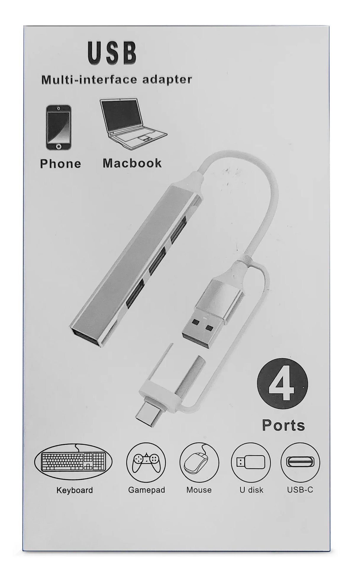 Xccess Usb-C Multi-Hub To 4 Usb Grey - Essentify