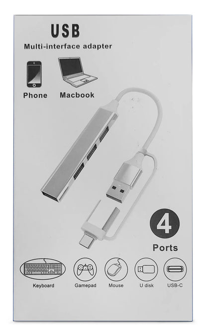 Xccess Usb-C Multi-Hub To 4 Usb Grey - Essentify