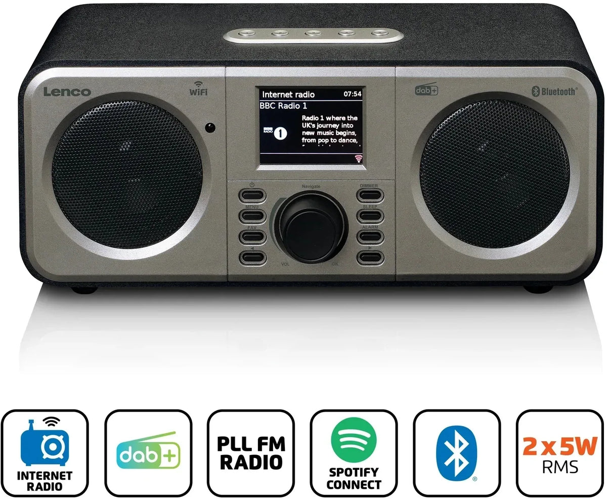 Lenco Internet Dab+ Bluetooth Radio Black/Silver - Essentify