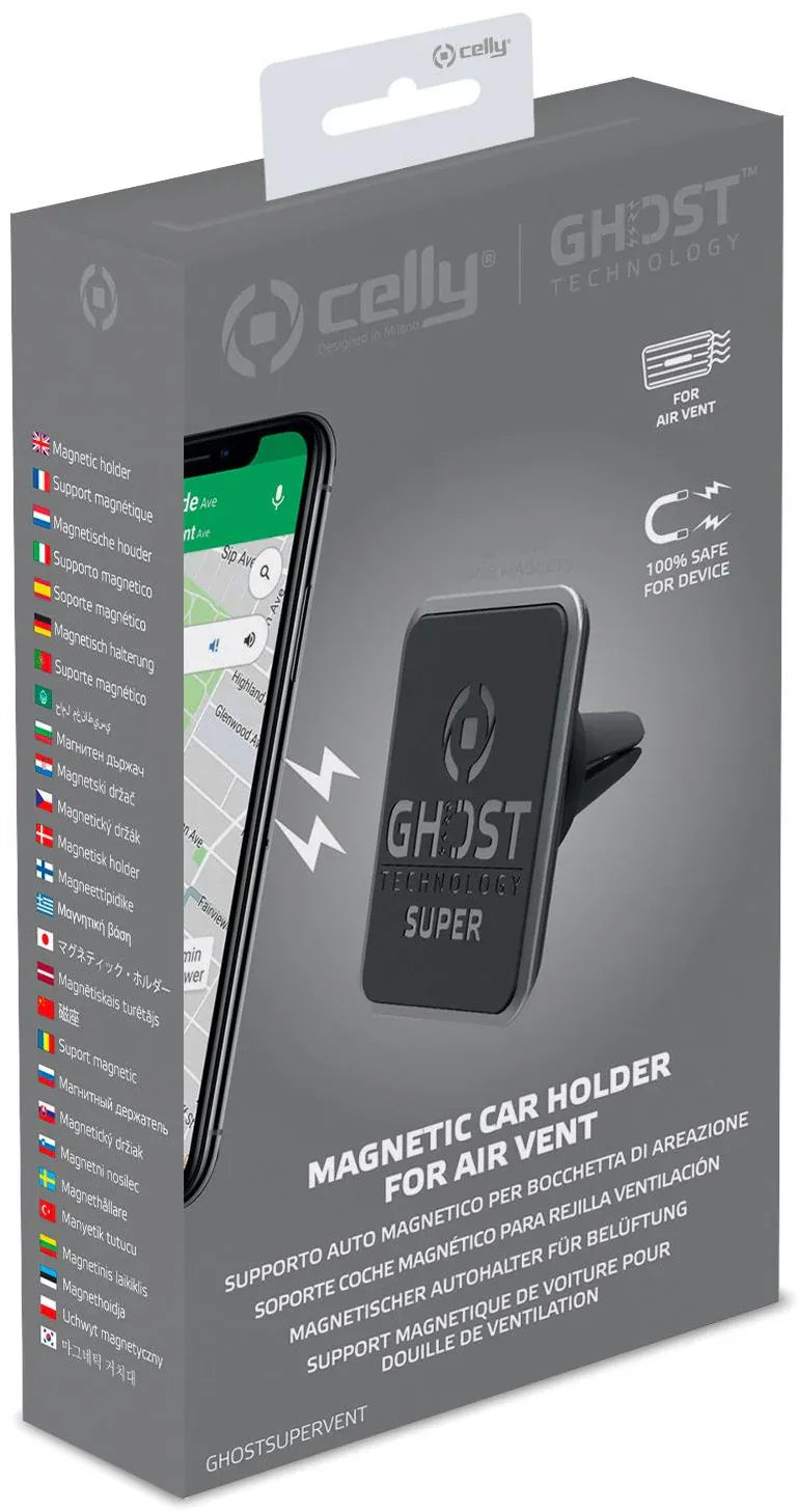 Celly Ghostsupervent Universal Magnetic Car Holder Black - Essentify