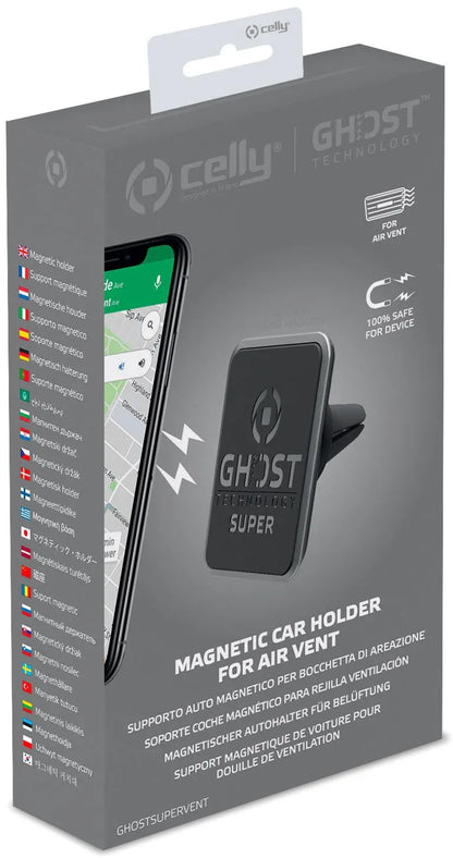 Celly Ghostsupervent Universal Magnetic Car Holder Black - Essentify