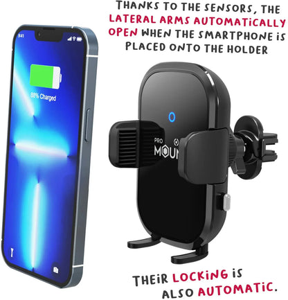 Celly Mountcharge15 Wireless Charger Car Holder 15W Black - Essentify