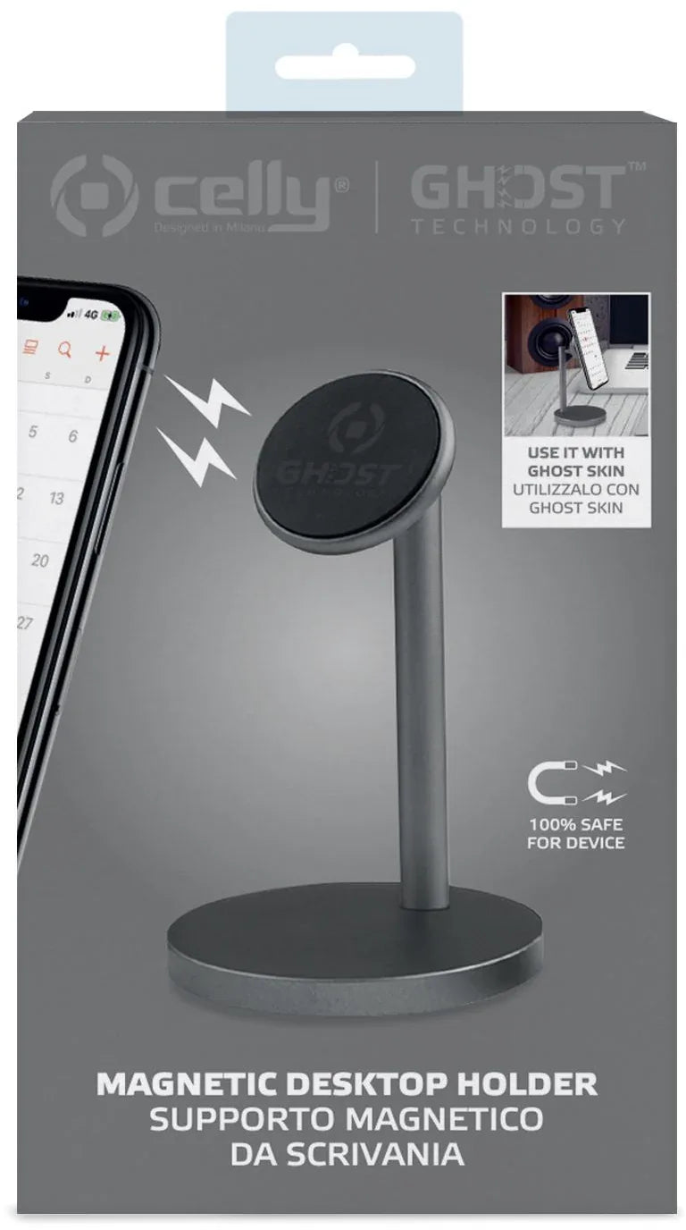 Celly Ghostdesk Universal Magnetic Desk Holder Dark Grey - Essentify