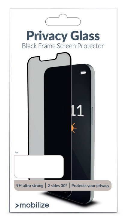 Mobilize Privacy Glass Screen Protector - Black Frame - For Apple Iphone 15 Pro Max