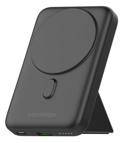 Mobilize Magnetic Wireless Magsafe Compatible Pd Stand Power Bank 10000Mah 15W Black - Essentify