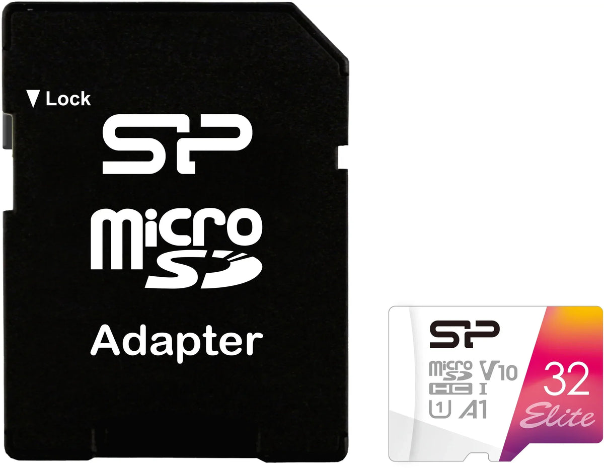 Silicon Power Elite Micro Sdhc Incl. Sd Adapter 32Gb Uhs-1 U1 A1 V10 Class 10 Color - Essentify