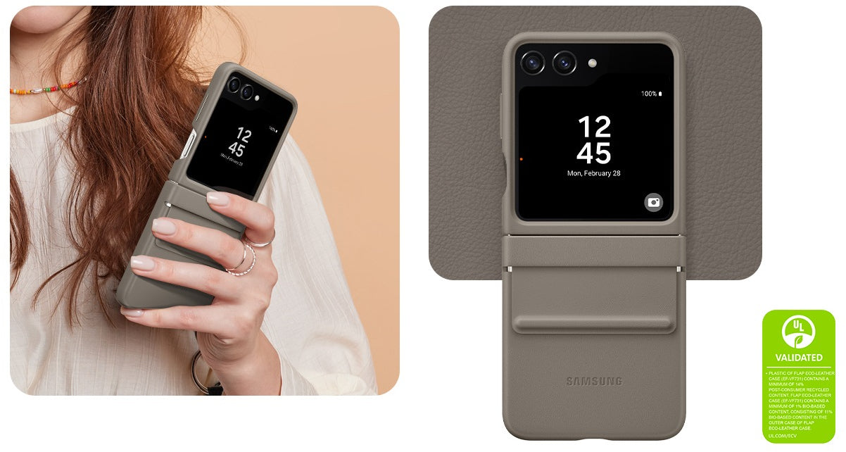 Samsung Ef-Vf731Paegww Samsung Flap Vegan Leather Case Galaxy Z Flip5 Etoupe