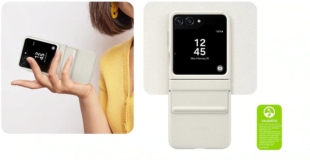 Samsung Flap Vegan Leather Case Galaxy Z Flip5 Cream - Essentify