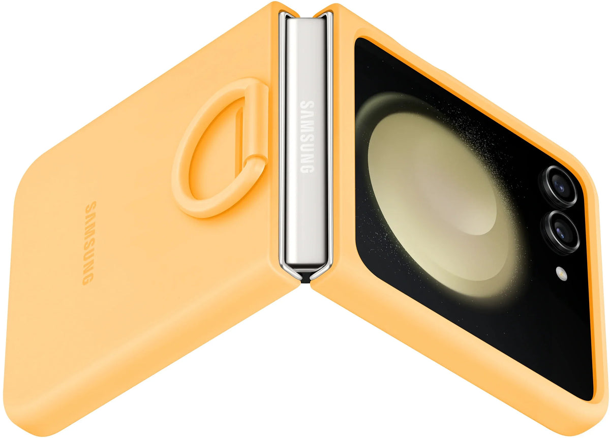 Samsung Silicone Cover With Ring Galaxy Z Flip5 Apricot - Essentify