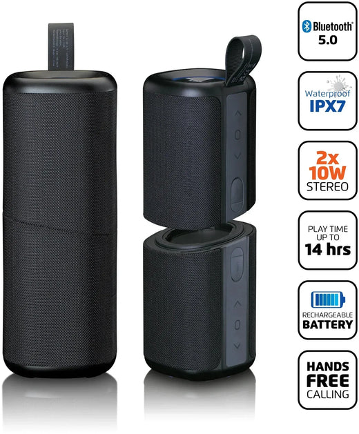 Lenco 2-In-1 Stereo Bluetooth Speaker Black - Essentify