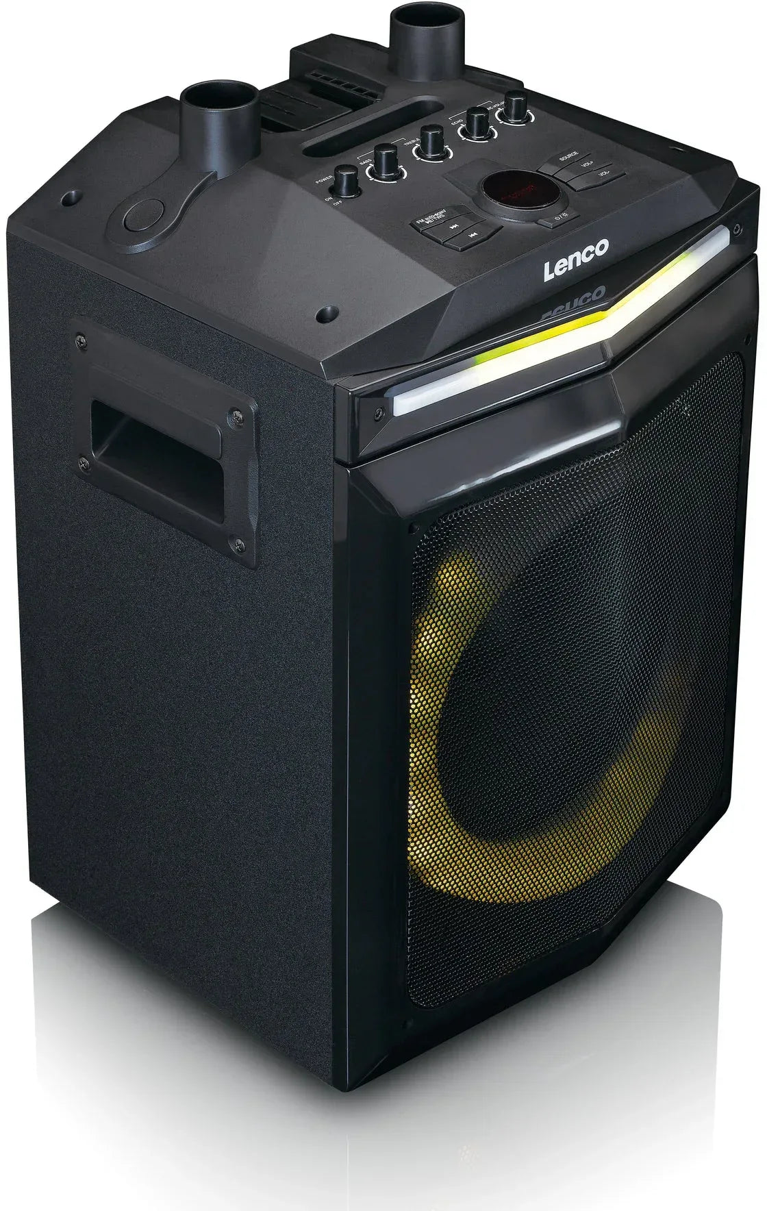 Lenco Bluetooth Party Speaker + Remote + 2 Microphones Black - Essentify