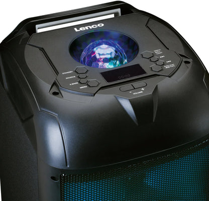Lenco Bluetooth Party Speaker + Remote + 2 Microphones Black - Essentify