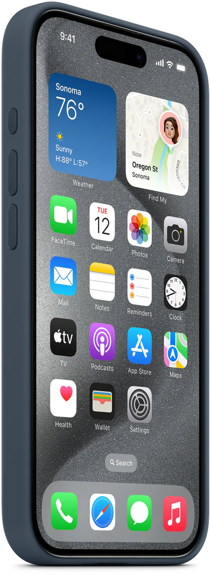 Apple Silicone Case With Magsafe Iphone 15 Pro Max Storm Blue - Essentify