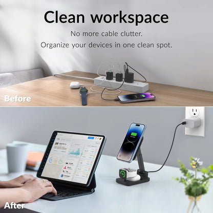 Mobilize 3In1 Charger Station Magsafe Compatible 15W Black - Essentify