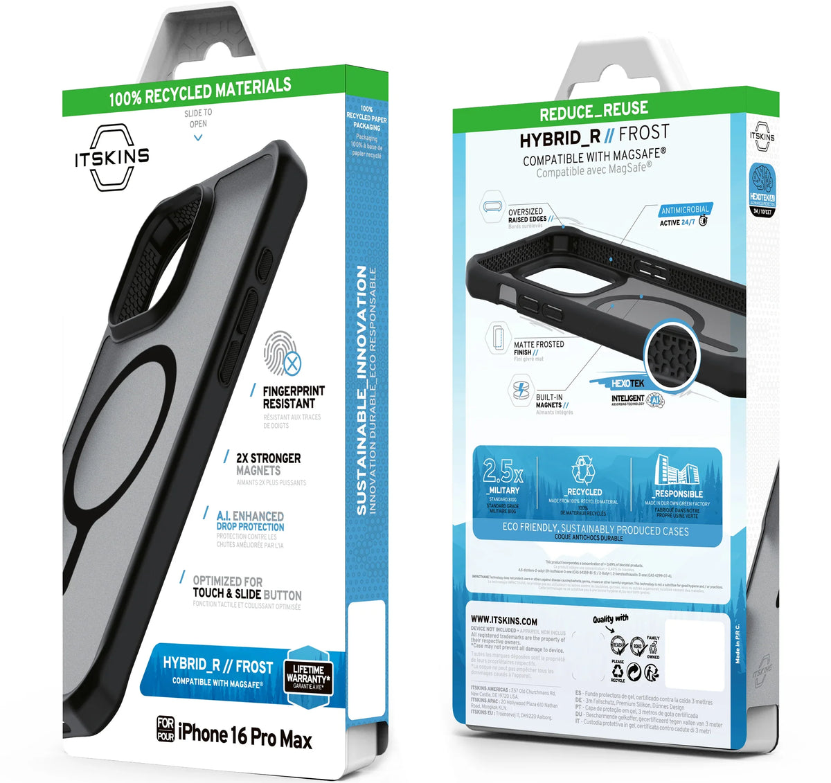 Itskins Level 2 Hybridmagfrost_R For Apple Iphone 16 Pro Max Black - Essentify