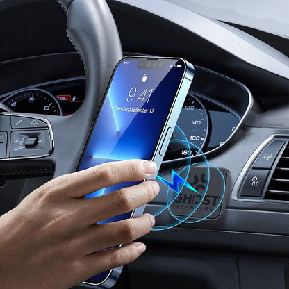 Celly Ghostfix Universal Magnetic Car Holder + 3 Metal Plates Xl Black - Essentify
