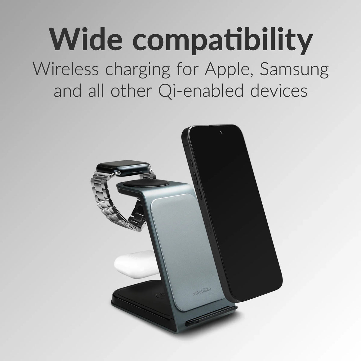 Mobilize 3In1 Aluminium Wireless Charger Station 15W - Essentify