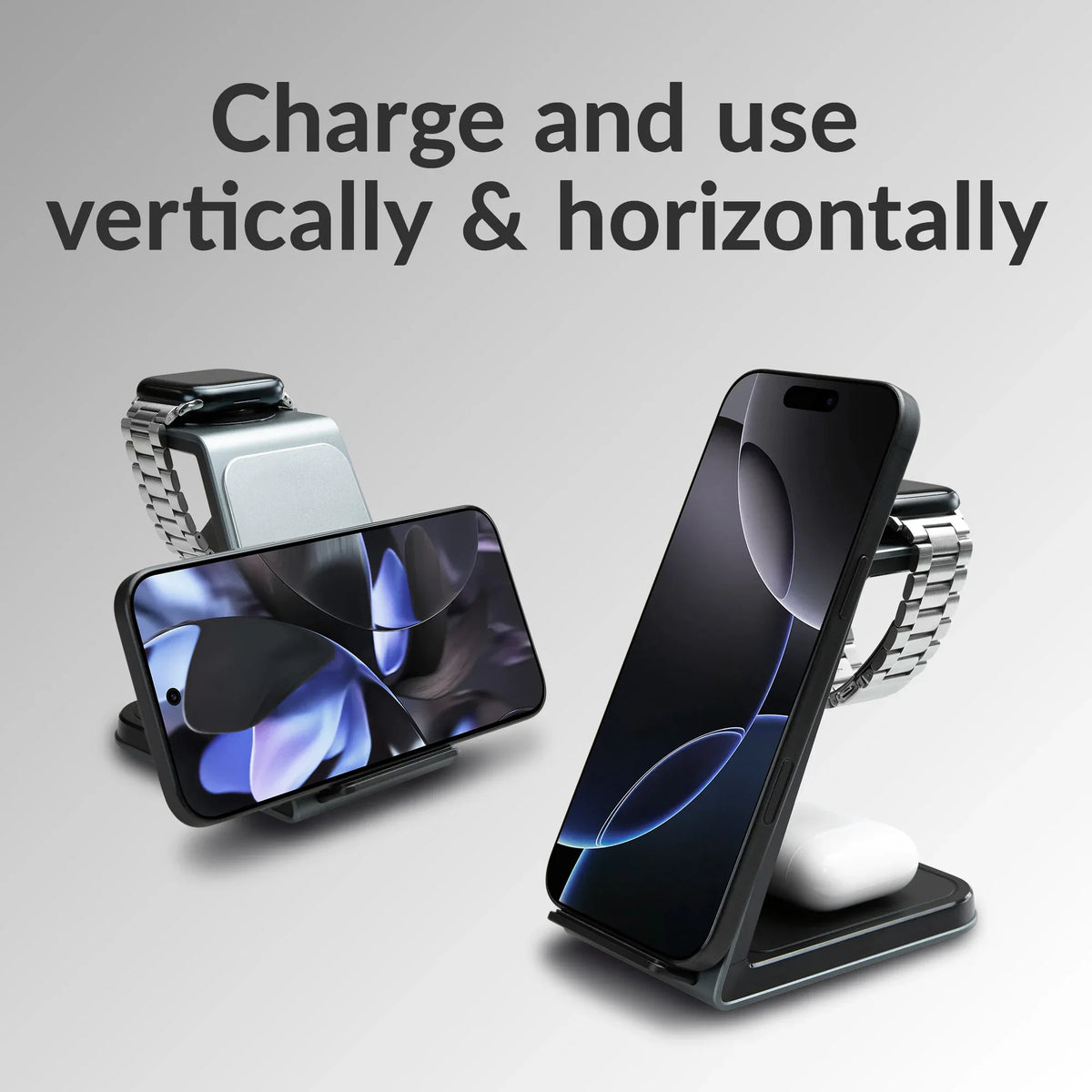Mobilize 3In1 Aluminium Wireless Charger Station 15W - Essentify
