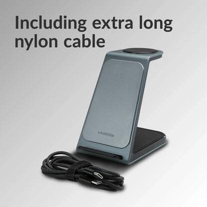 Mobilize 3In1 Aluminium Wireless Charger Station 15W - Essentify