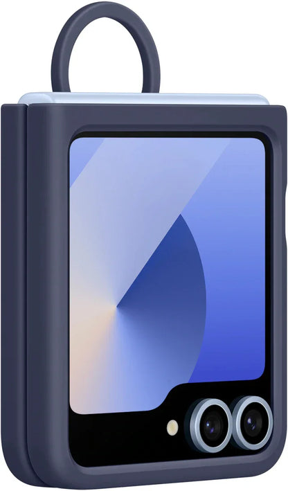 Samsung Silicone Cover With Ring Galaxy Z Flip6 Navy - Essentify