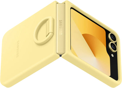 Samsung Silicone Cover With Ring Galaxy Z Flip6 Yellow - Essentify