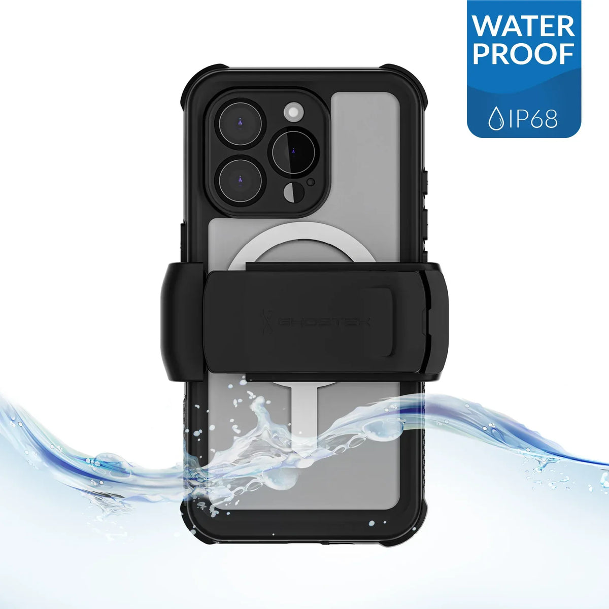 Ghostek Nautical Waterproof Magsafe Case + Belt Swivel Holster Apple Iphone 16 Pro Clear - Essentify