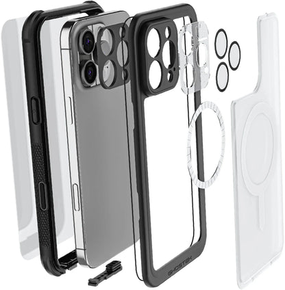 Ghostek Nautical Waterproof Magsafe Case + Belt Swivel Holster Apple Iphone 16 Pro Max Clear - Essentify