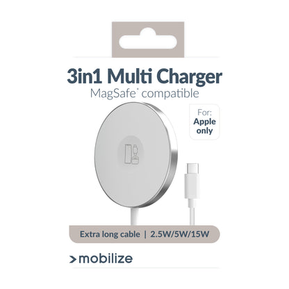 Mobilize 3In1 Magnetic Wireless Charger Magsafe Compatible 15W White