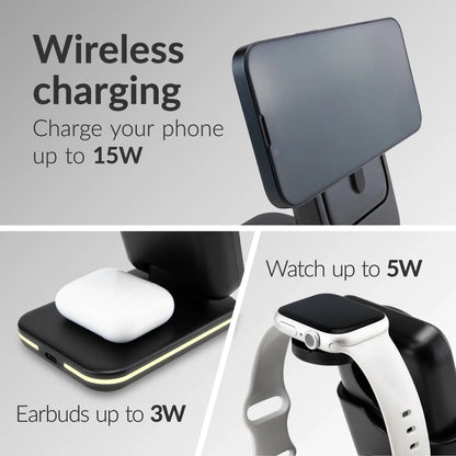 Mobilize 4In1 Wireless Charger Station With Detachable Power Bank 5000Mah Black - Essentify