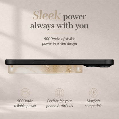 Mio By Mobilize Mio Powerbank 5000Mah With Double Sided Magsafe Compatibility Gold Marble - Glossy