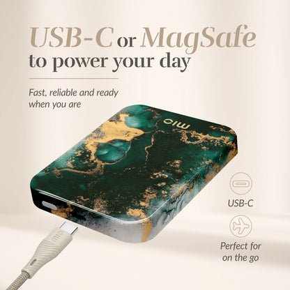 Mio By Mobilize Mio Powerbank 5000Mah With Double Sided Magsafe Compatibility Green Marble - Glossy