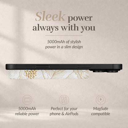 Mio By Mobilize Mio Powerbank 5000Mah With Double Sided Magsafe Compatibility White Roses - Glossy