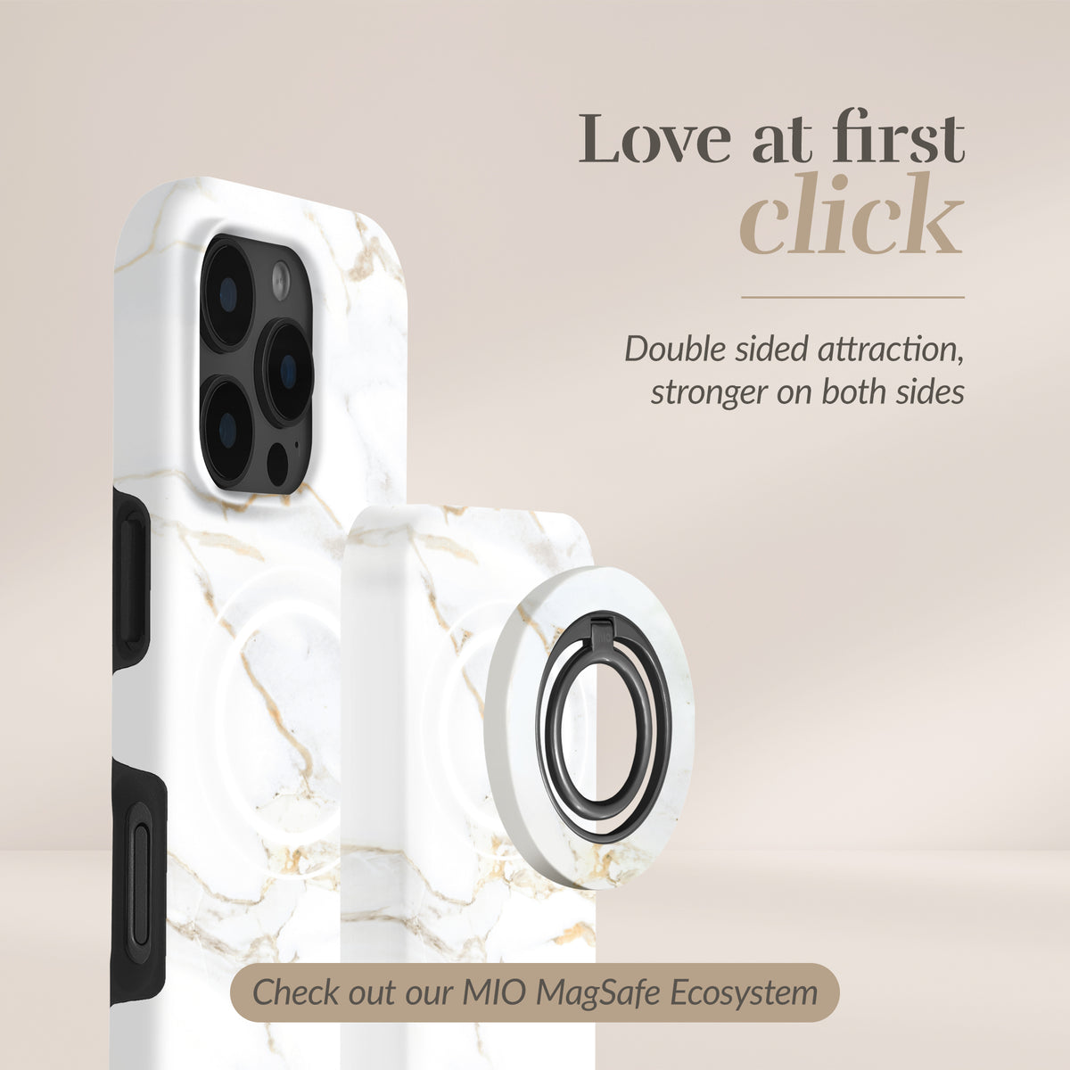 Mio By Mobilize Mio Powerbank 5000Mah With Double Sided Magsafe Compatibility White Marble - Matt