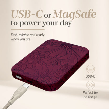 Mio By Mobilize Mio Powerbank 5000Mah With Double Sided Magsafe Compatibility Berry Blooms - Matt